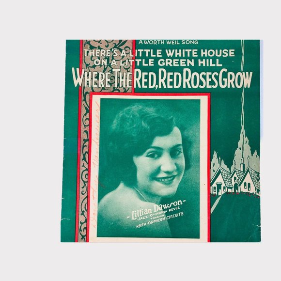1926 Where The Red Roses Grow Lillian Dawson Henry Akst Vintage Sheet Music Weil - Picture 2 of 12